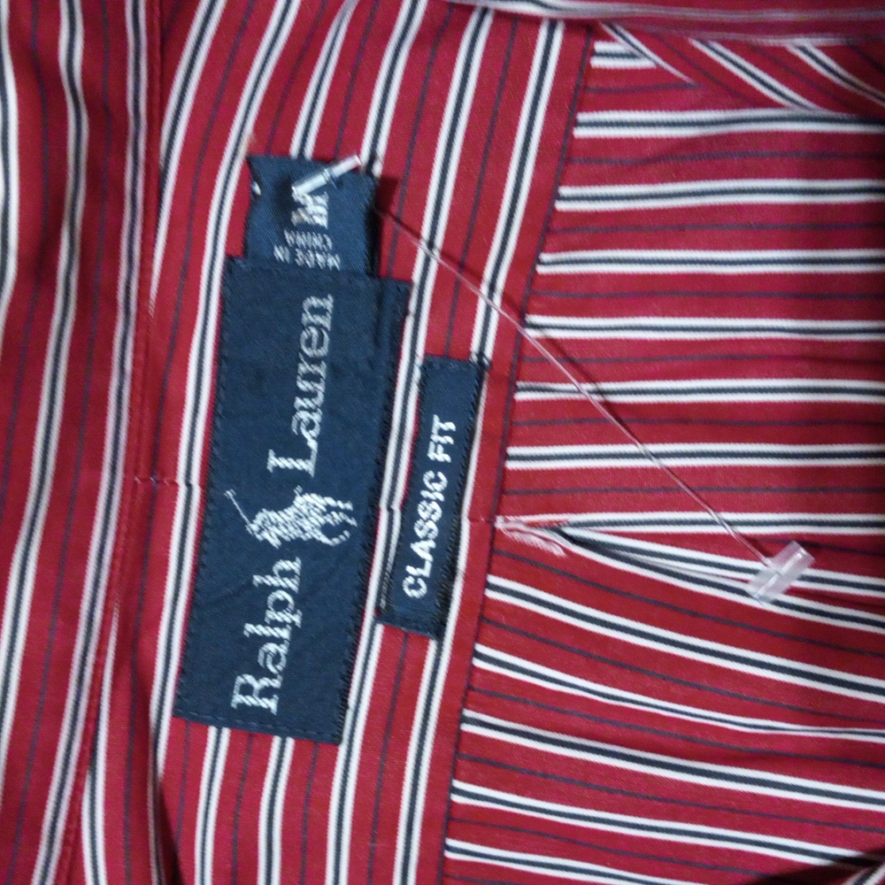 Ralph Lauren Red Striped Casual Button Down Shirt